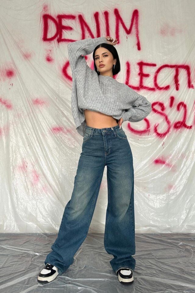 Lacivert Comfy Jeans Pantolon