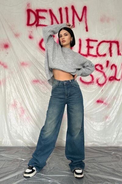 Lacivert Comfy Jeans Pantolon