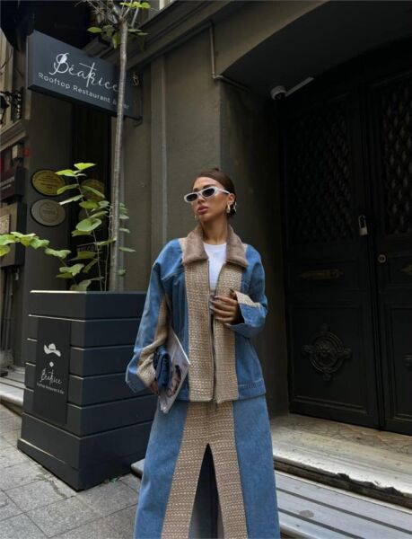 CHANEL GARNİLİ KOT MONT - Bej