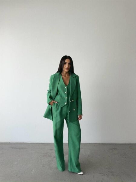 CHANEL YELEK-CEKET-PANTOLON TAKIM - Yeşil