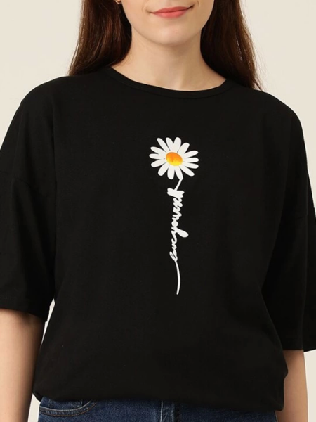 Baskılı T-shirt - Siyah