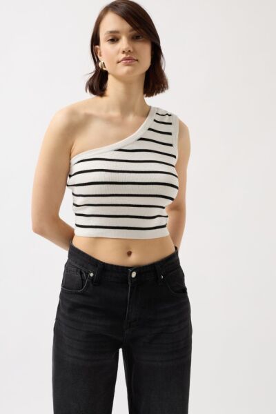 Tek Omuz Çizgili Crop