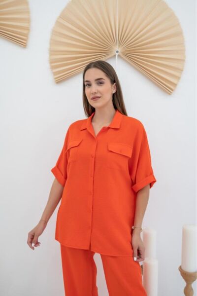 Oranj Gömlek Ve Pantolon Takım