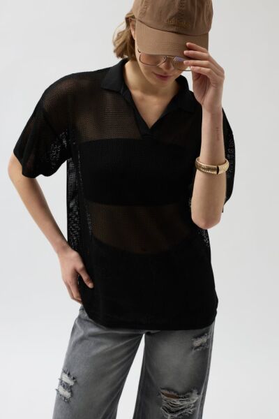 Polo Yaka Transparan  T-Shirt