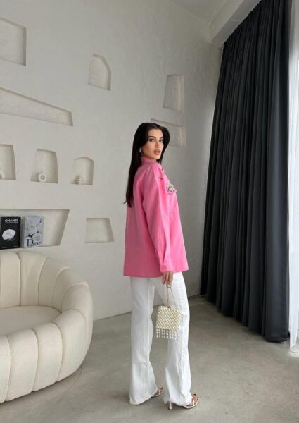 DENİZ KABUKLU GABARDİN GÖMLEK - Pembe