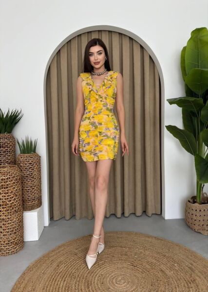 Lenisa Fırfırlı Mini Boy Elbise