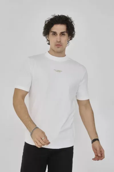 Unisex Bisiklet Yaka Slim Fit T-Shirt- Beyaz