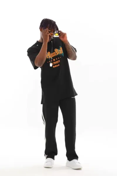 Unisex Oversize Kolye Dahil T-Shirt - Siyah