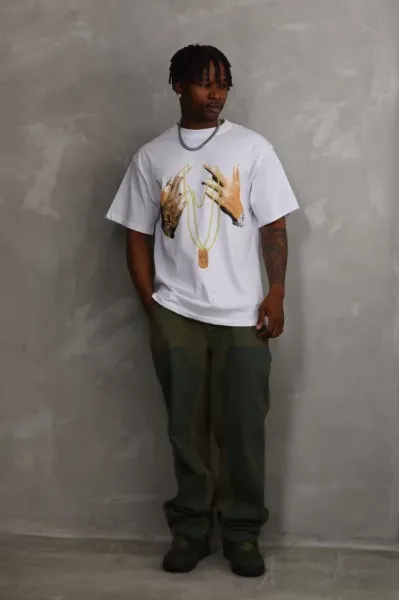 Unisex Baskılı Oversize T-Shirt - Beyaz