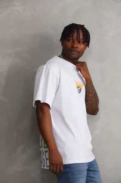 Unisex Baskılı Oversize T-Shirt - Beyaz