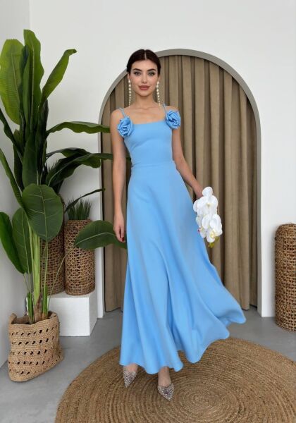 Matilda Gül İp Askılı Elbise