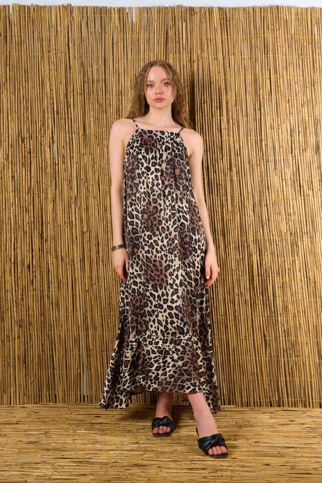 Leopar Desenli Elbise - Leopar