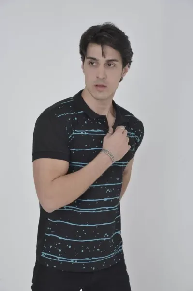 Erkek Yakalı Slim Fit Pike Çizgili T-Shirt - Siyah