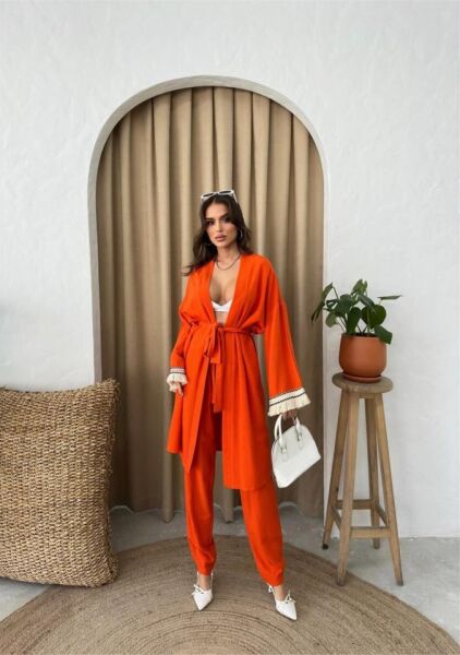 KOLUCU PÜSKÜL KİMONO TAKIM - Orange