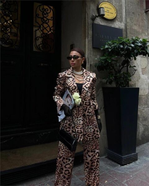 LEOPAR CEKET - PANTOLON TAKIM  SATEN - Leopar