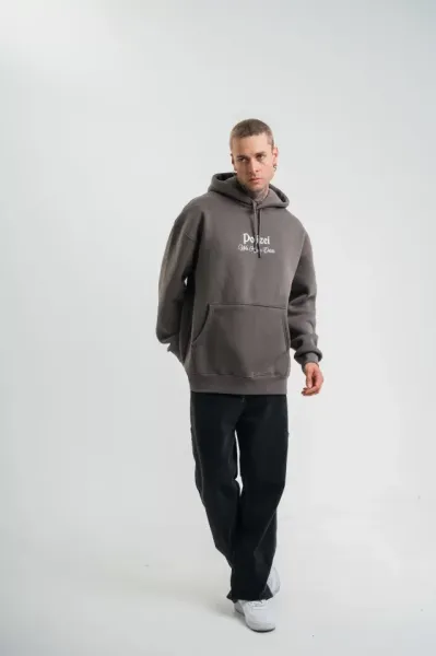 POLIZEI Premium Kalite Kapşonlu Dijital Patchli SweatShirt - Füme