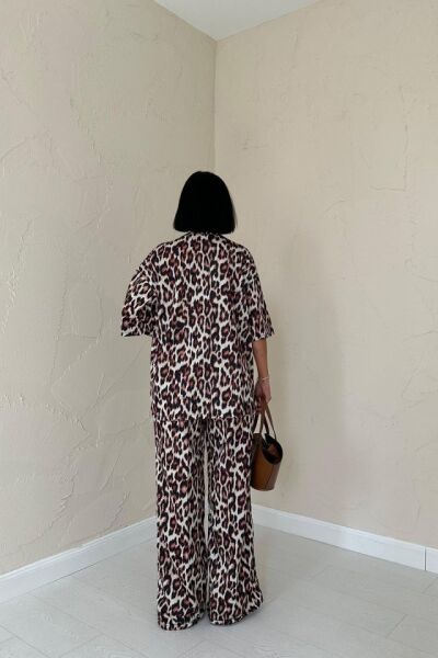 Leopar T-Shirt Ve Pantolon Takım