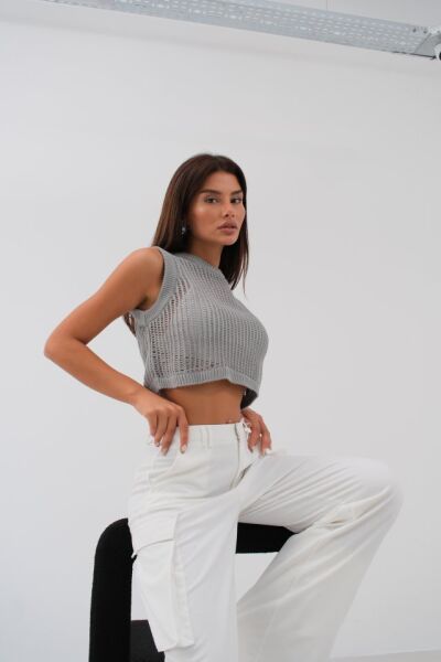 Ajurlu Crop Süveter