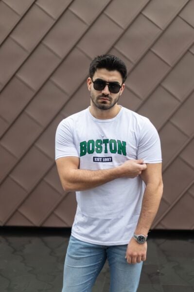 Erkek Boston Baskılı Süprem T-shirt