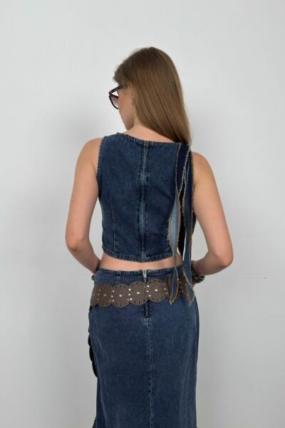 Fırfır Detay Denim Bluz