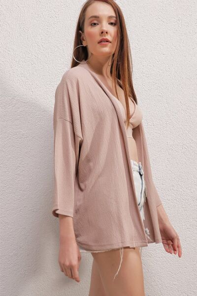 5862 Örme Kimono - Bej